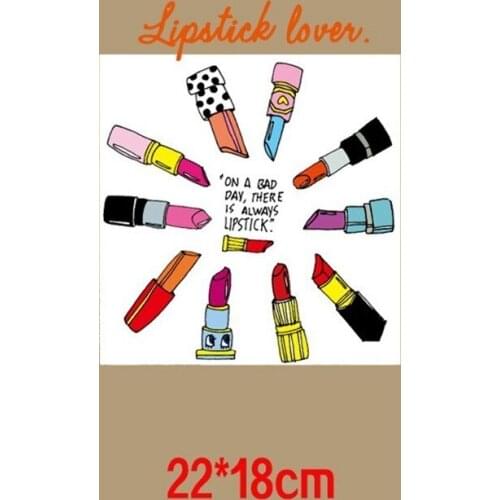 Colors Lipstickers Kiss Ironing on Heat Transfer Printing Patches Stickers Washable for Clothes T-shirts DIY Appliques Patches