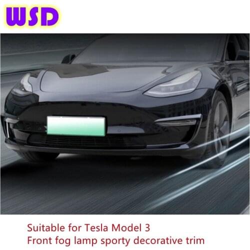 Front fog lamp decorative trim, suitable for Tesla Model 3, sports style, fog lamp spoiler, car exterior accessories, carbon fib