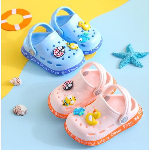 Children New Cute Cartoons Kids Mules Clogs Summer Croc Garden Beach Slippers Sandals Cave Hole Baby Shoes For Boys Girls