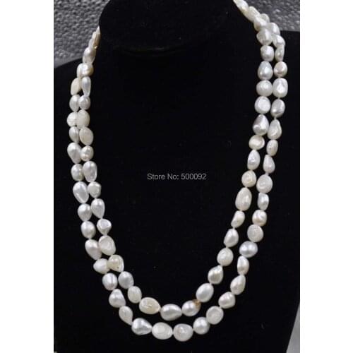 45" long cultured freshwater Baroque pearl necklace free shipping
