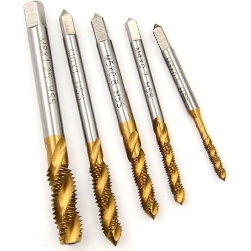M3-M8 Metric Taps HSS Titanium Coated Drill and Tap Bits Screw Taps 1/4" Hex Shank Thread Taps Woodworking Tools Wholesale
