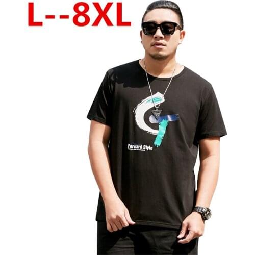2020 NEW summer new Han edition printing short sleeve T-shirt render men O-neck big size 8XL 7XL 6XL cotton black