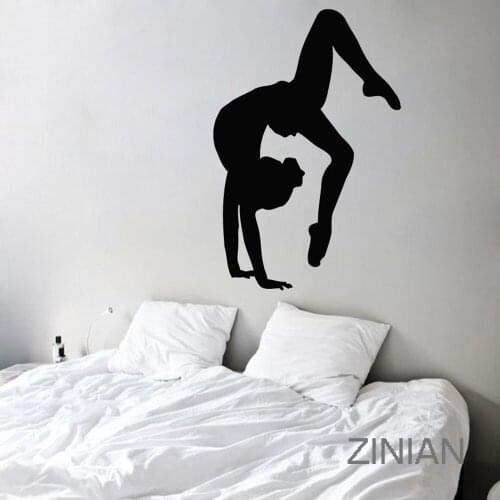 Gymnast Girls Silhouette Wall Decals Vinyl Decal Sticker Sport Girl Art Gym Bedroom Decor Mural Modern Room Decoration Z506