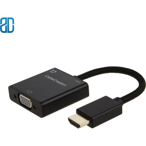 HDMI to VGA, Gold-Plated HDMI to VGA Adapter, for PC Laptop Notebook HD DVD and More. Black Aluminum