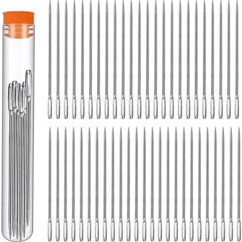 MIUSIE 25 PCS Large Eye Sewing Needles, 1.33 inch Stitching Needles, Handmade Leather Needle, with a 3.3 inch Plastic Bottle