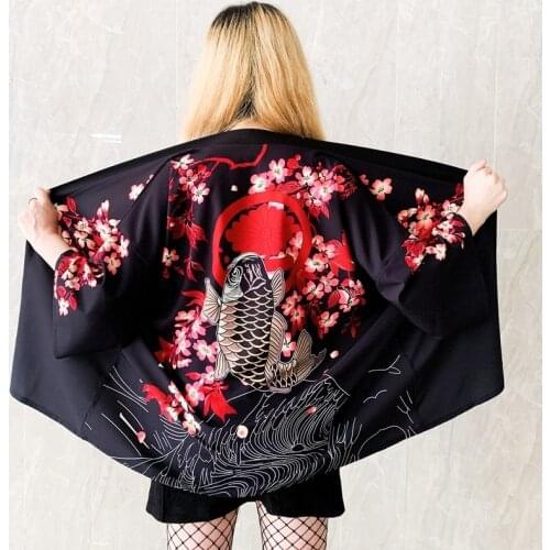 Kimono Women Japanese Haori Yukata Japanese Clothes Cosplay Kimono Cardigan Blouse Women Harajuku Japanese Streetwear Shirt
