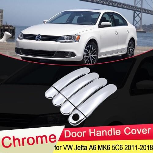For Volkswagen VW Jetta 6 A6 MK6 5C6 2011~2018 Chrome Door Handle Cover Trim Set Car Cap Styling Accessories 2012 2013 2014 2015