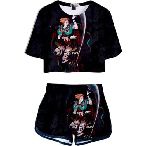 3D Anime Hunter X Hunter 3D Tracksuit Women Two Piece Set Tops and Shorts Outfits Killua Zoldyck HIsoka Cosplay Costumes girls