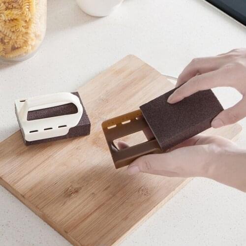 Kitchen Removable Sponge Brush Melamine Sponge Cleaning Brush Descaling Pan Pot Cleaner Oil Stain Strong Decontamination Brushes