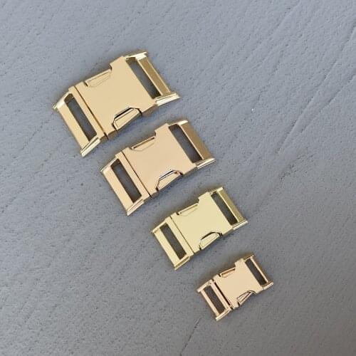 50 Pcs 15/20/25/30mm Metal Gold Buckle Side Release Curved Belt Buckle for Bag DIY Paracord Buckles Bracelet Trinket Bracelet