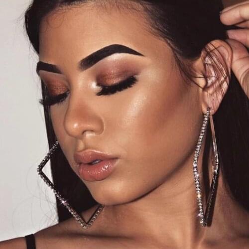 Fashion Rhinestone Square Big Hoop Earrings Women Fashion Jewelry Collection Statement Earings Accessories