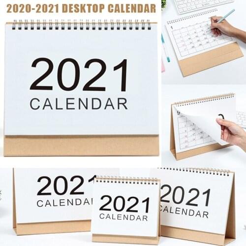 Desk Calendar 2020 2021 Desktop Ornaments Portable Work Note Calendar New Year Plan Schedule Decors