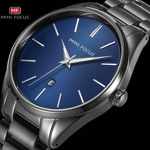 MINI FOCUS 2019 New Fashion Mens Watches Top Brand Luxury Quartz Watch Men Stainless Steel Strap Waterproof Auto Date Wristwatch