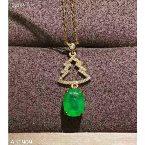 KJJEAXCMY Fine Jewelry 925 sterling silver inlaid natural emerald necklace pendant support detection luxury