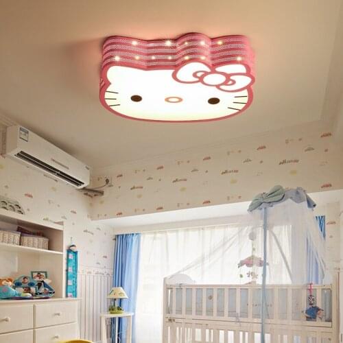 Childrens room lamp girl princess bedroom kitty cat cartoon LED ceiling lamp warm personality creative lamps