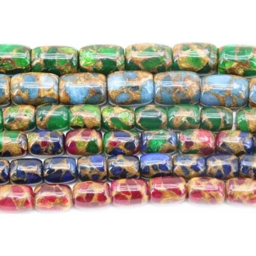 Golden Sand Stone Loose Bead Multicolor Barrel Shape Beads Jewelry Making Diy Necklace Bracelet 10x12 10x14 13x18mm 15inch B3307