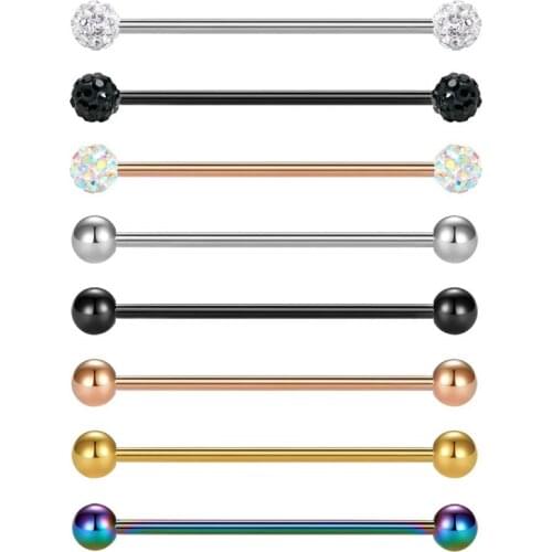 JFORYOU 16G Surgical Steel Industrial Barbell for Women Men Cartilage Earring 32mm 35mm 38mm Industrial Piercing Jewelry