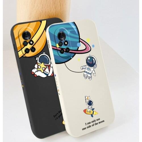 Blue Planet Astronaut Liquid Silicone Case For Huawei Nova 8 7 Pro SE 6 SE 5 Pro 5Z 5I 5Ipro 5T 4 4E Ultra Thin Phone Back Cover