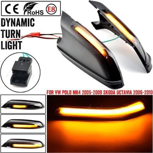 LED Rearview Mirror Indicator Blinker Light Dynamic Turn Signal For VW Polo MK4 9N 2005-2009 For Skoda Octavia MK2 1Z 2004-2008