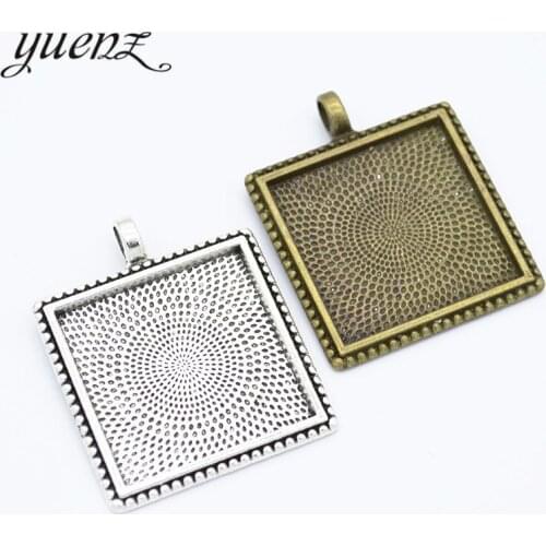 YuenZ 4 pcs Antique Charms Metal Square Cameo Cabochon Base Settings Pendants Fit 25mm Frame Pendant Jewelry Making C28