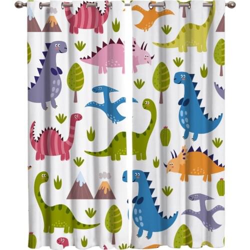 Lovely Dinosaur Cartoon Room Window Curtain for Living Room Kids Room Bedroom Home Decor