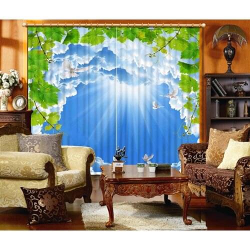 Curtains for living room Beautiful Photo Fashion Customized 3D Curtains blue sky curtains