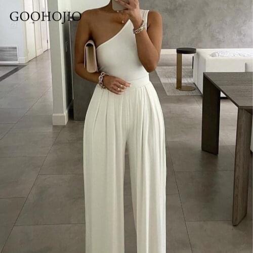 GOOHOJIO 2021 Spring Autumn New High Waist Solid Color Women Jumpsuits Sleeveless Jumpsuit for Ladies Streetwear Rompers Womens