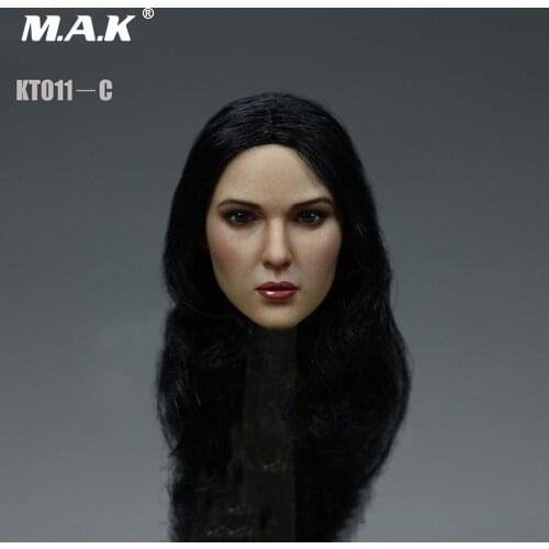 1/6 European Female Head Carved Sculpt with Long curly hair Model KT011C For 12'' S07 Body Action Figures