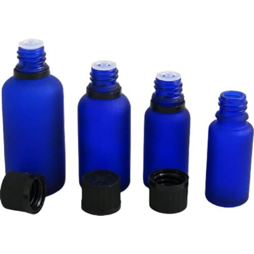 1/6oz 1/3oz 1/2oz 1oz 2/3oz 5/3oz l Empty Frost blue glass bottle Mini glass essential oil bottle with Childproof Lids 200pcs