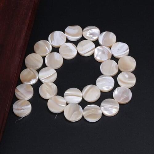 1 stand 15mm polished flat round coin disc disk brown white shell beads for jewelry diy making for earring choker necklace
