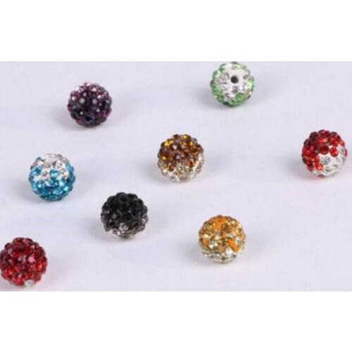10mm 50pcs/lot mixed multicolor Gradient change Colorful necklace bracelet disco round diy Beads w64565 crystal