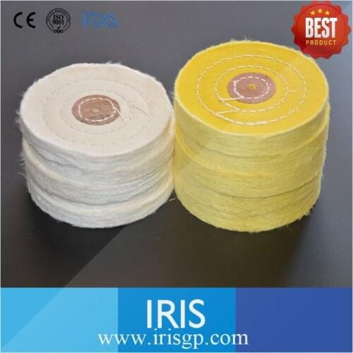 10pcs/lot 4" 100% Pure Cotton White&Yellow Buffing Cloth Wheel for Denture and Metal