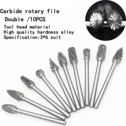 YEODA Superior Quality 10Pc Tungsten Carbide Rotary Burrs Set For Dreme Accessories Milling Cutter Drill Bit Engraving Bits