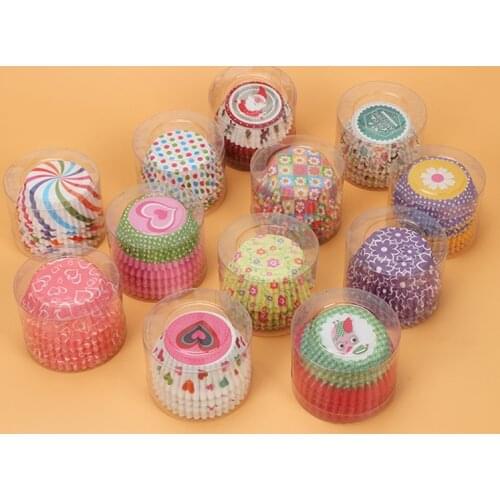 100 Pcs 5x3cm Colorful Paper Cake Cup Oven Cakes Pastry Tools Muffin Case Oil Proof Paper Cupcake Mold Tray Baking Accessorie