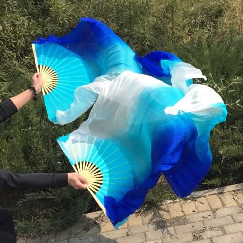 2018 2pcs 1.8m*0.9m belly dance light silk fan veils Women Belly Dance Veils Fan Tie Dye Stage Performance