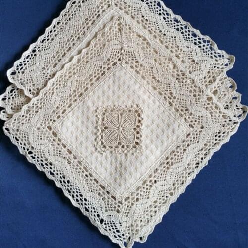 2PS embroidered mat lace cushion coffee embroidered cup square kitchen table decorative table table mat 25 x 25cm