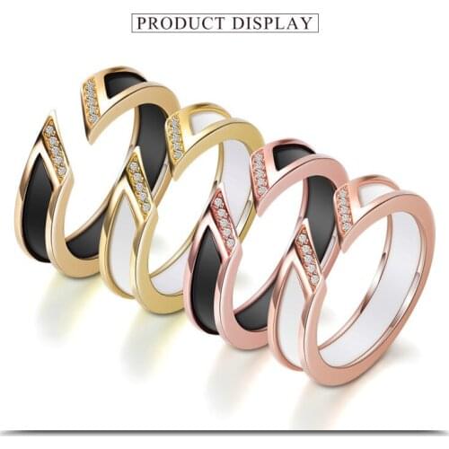 2021 Sale Fine jewelry jewelry Ceramic inlaid zircon opening ring Crystal from Swarovskis High quality Fit Lovers For Wedding