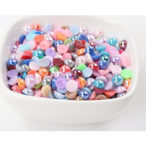 3-122mm) AB White Ivory Random Mixed Color Flatback Half Round Pearl Craft ABS Imitation Pearl Resin Scrapbook Beads DIY Decor