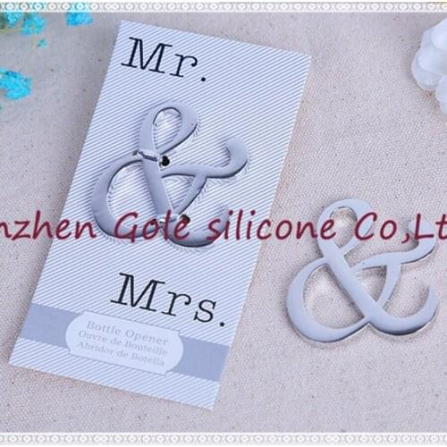 500pcs/lot Wholesale "Mr. and Mrs." Ampersand Bottle Opener Favor For Party Supplies Silver Wedding Gift For Guest