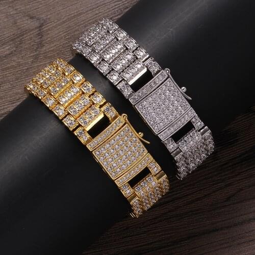 18mm Bracelet Iced Out Fashion Brass 7inch 8 inch Bracelet Hip Hop Mens Jewelry CZ Bracelet BB101