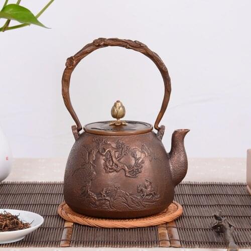 Teapot, copper teapot, kettle, hot water teapot, teapot 1200 ml water, kung fu tea set