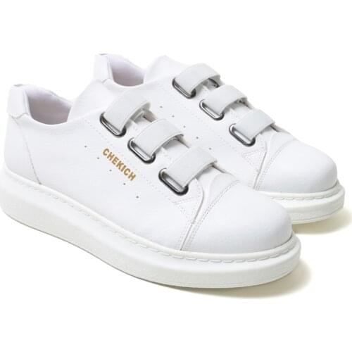 Chekich Mens & Womens Shoes White Color Artificial Leather Summer Season Elastic Band Closure Comfortable Fashion Wedding Orthopedic Walking Sport Unisex Lightweight Sneakers Running Breathable Odorless Office CH253