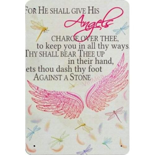 For He Shall Give His Retro Metal Tin Sign Plaque Poster Wall Decor Art Shabby Chic Gift Suitable 12x8 Inch