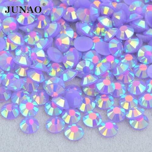 JUNAO 4 5 6mm Purple AB Round Flatback Rhinestones Glitter Resin Gems Decoration Crystals Strass Applique Nail Art Stickers
