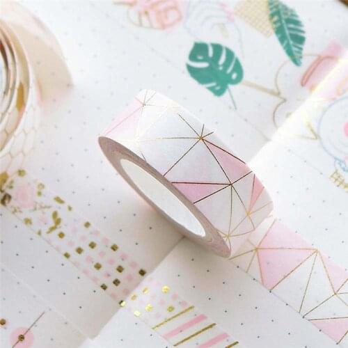 Pink Foil Paper Washi Tape Simple Stickers DIY Decoration Scrapbooking Masking Adhesive Tape Stationery School Office Supplies