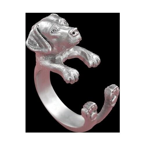 Wholesale adjustable retro punk Labrador Ring free size hippie animal Labrador dog Ring jewelry for pet lovers 12pcs/lot