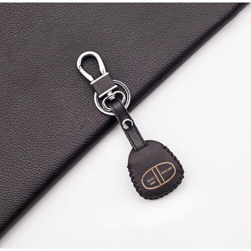 Soft Texture Leather Case for Mitsubishi Colt Lancer Outlander Grandis Pajero Sport Car Key Chain 2 Buttons Remote Car Key Cover