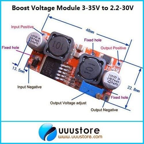 Mini DC-DC boost converter module 3-35V convert to 1.25-30V solar panel auto step down up power supply for FPV