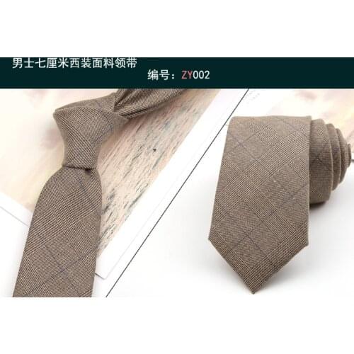 Mens tie business formal wear Korean plaid wedding groom hand tie 7CM suit cloth tie casual go to work