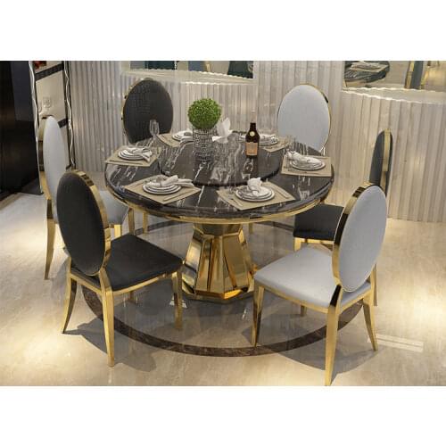 Stainless steel Dining Room Set Home Furniture minimalist modern glass dining table and 6 chairs mesa de jantar muebles comedor